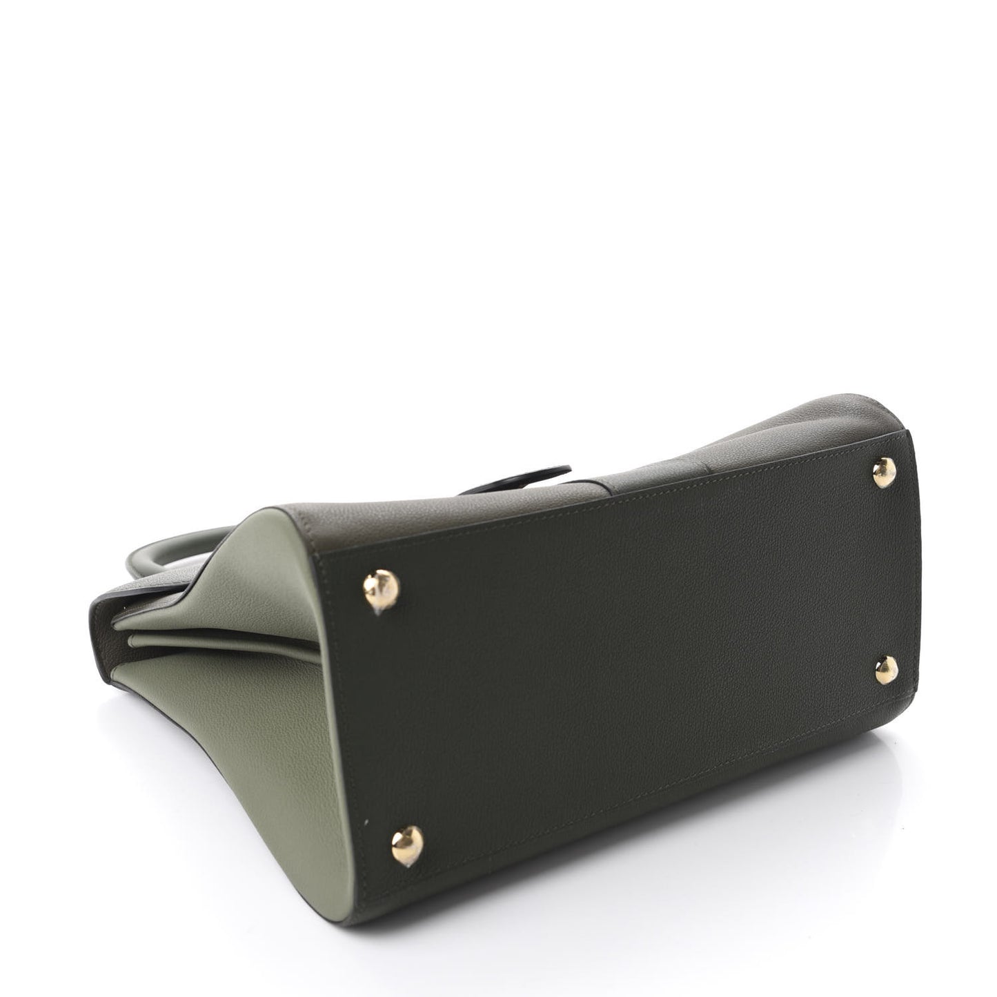 Grained Calfskin Bi-Color Brillant MM Satchel Kaki