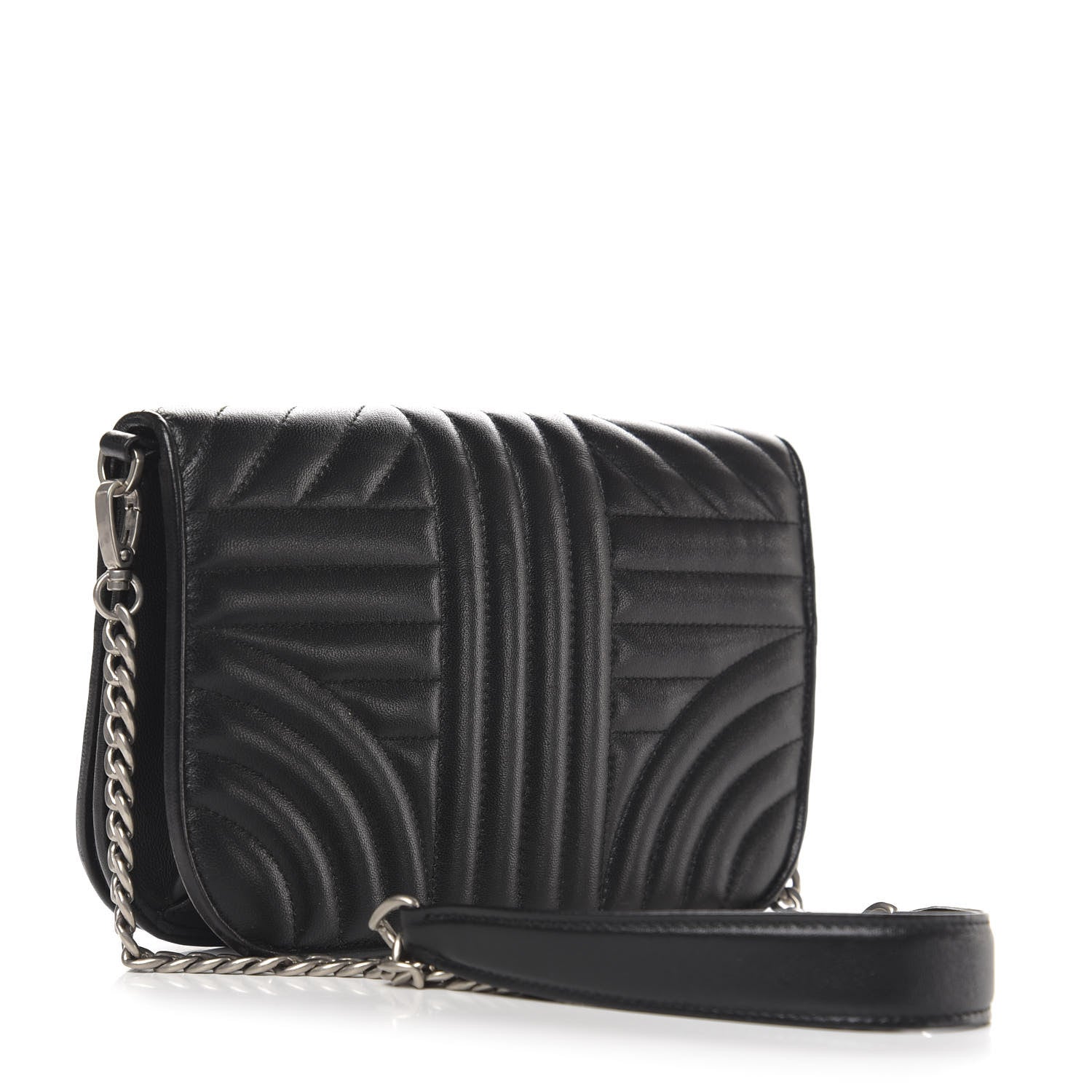 Prada Soft Calfskin Impunture Small Diagramme Crossbody Bag Black 3 of 10