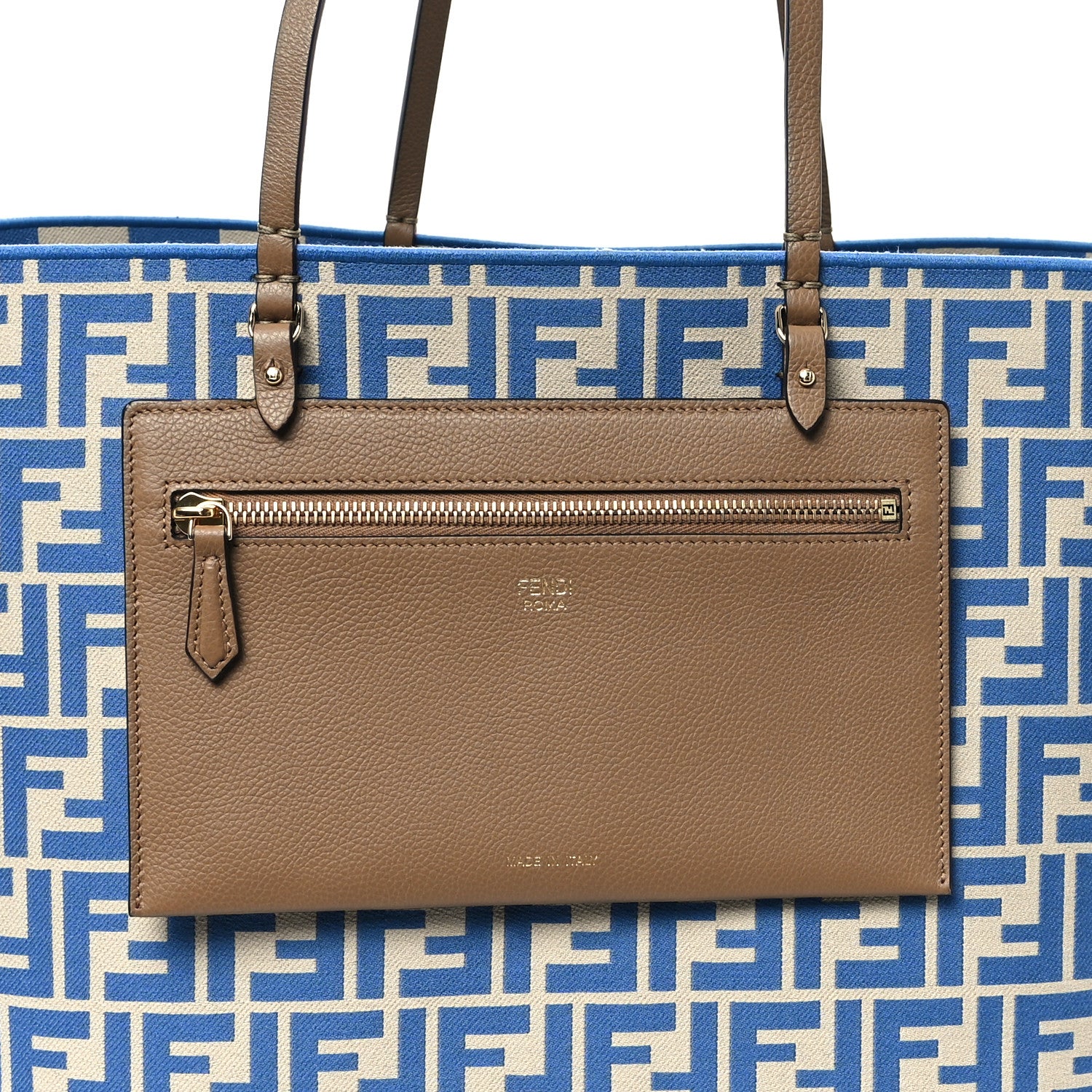 Fendi Pequin Vitello Reversible Large Shopping Tote Blue 13 of 17
