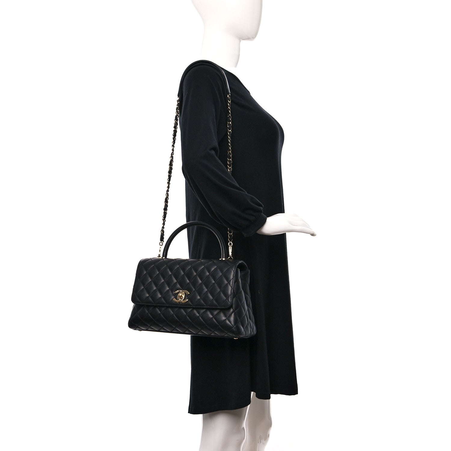 Chanel Caviar Quilted Small Coco Handle Flap Black 2 of 12