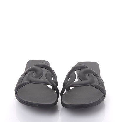 Hermes Rubber Aloha Sandals 38 Black 2 of 8