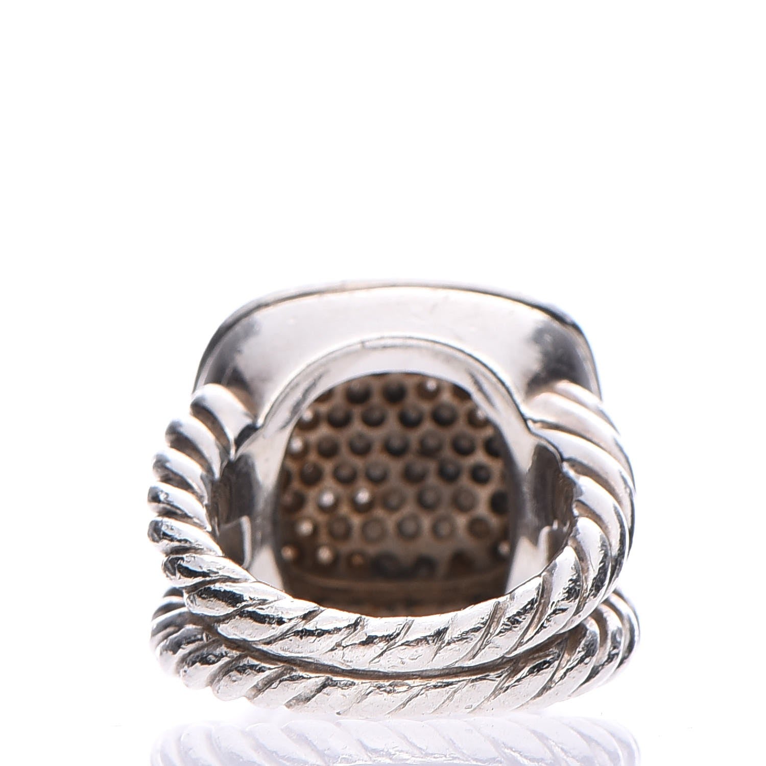 David Yurman Sterling Silver Diamond 14mm Albion Pave Ring 49 4.75 5 of 7