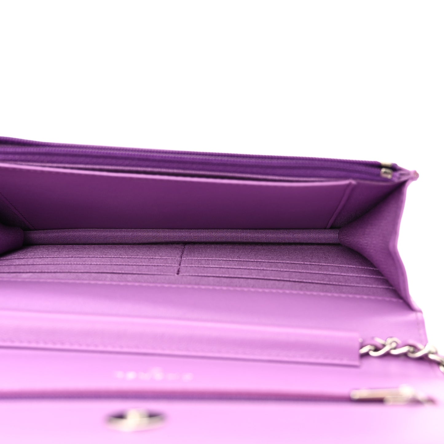 Lambskin Quilted Wallet On Chain WOC Purple