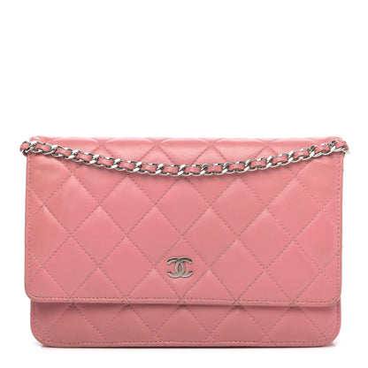 Chanel Lambskin Quilted Wallet On Chain WOC Pink 1 of 15