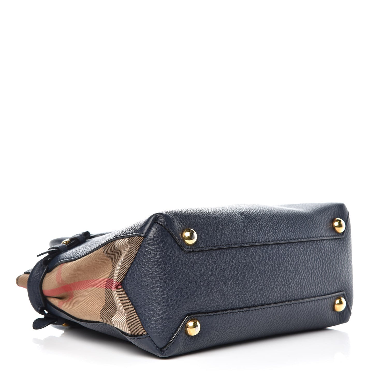 Grainy Calfskin House Check Small Banner Tote Midnight Blue