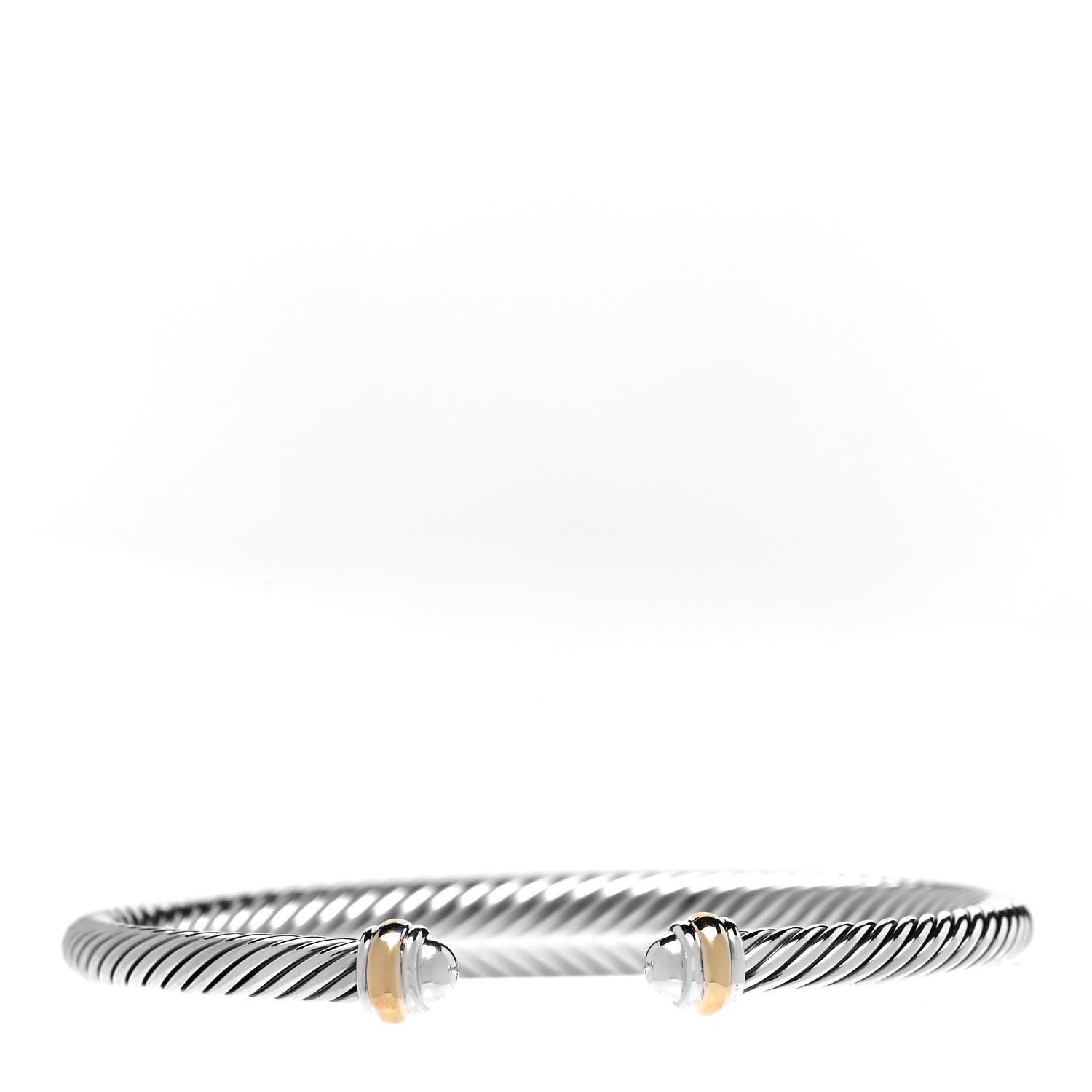 David Yurman Sterling Silver 18K Yellow Gold 4mm Cable Classics Bracelet 1 of 3
