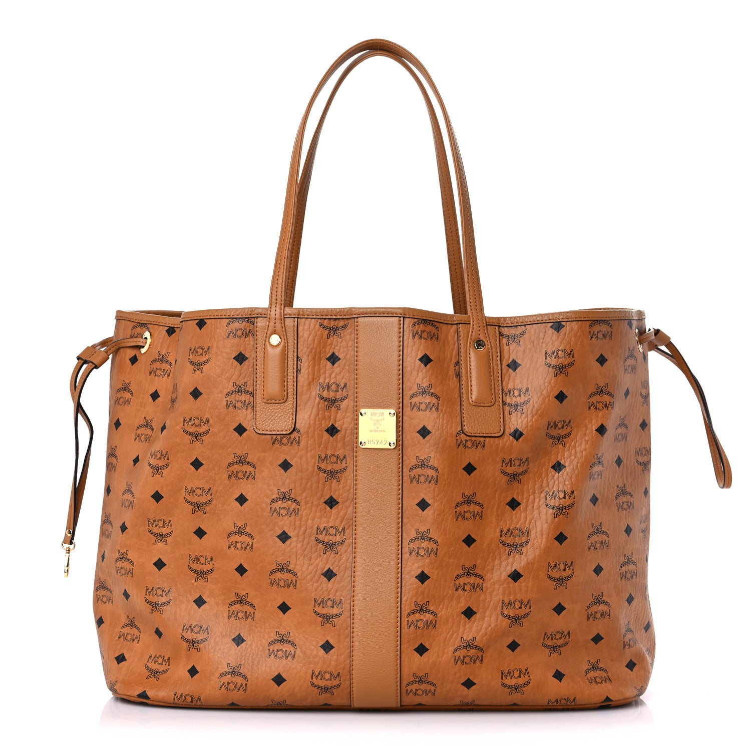 MCM Visetos Large Liz Reversible Shopper Tote Cognac 3 of 14