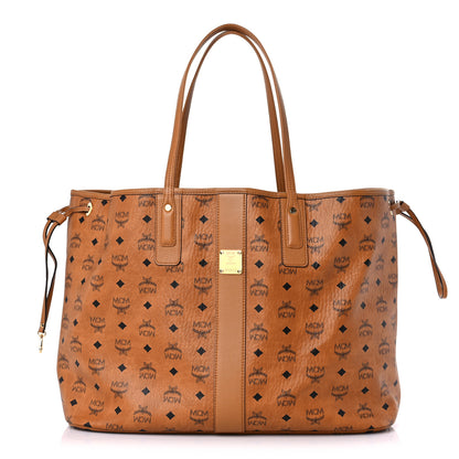 MCM Visetos Large Liz Reversible Shopper Tote Cognac 3 of 14