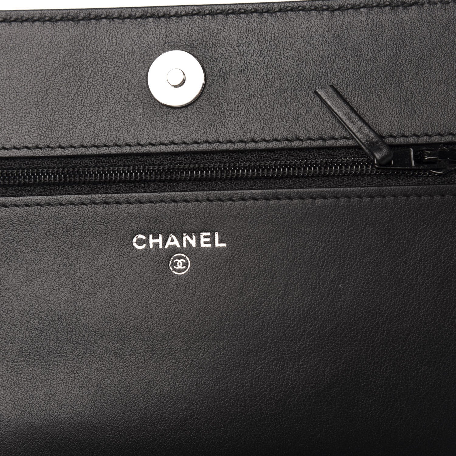 Chanel Goatskin Camellia Embossed Wallet on Chain WOC Black 6 of 10