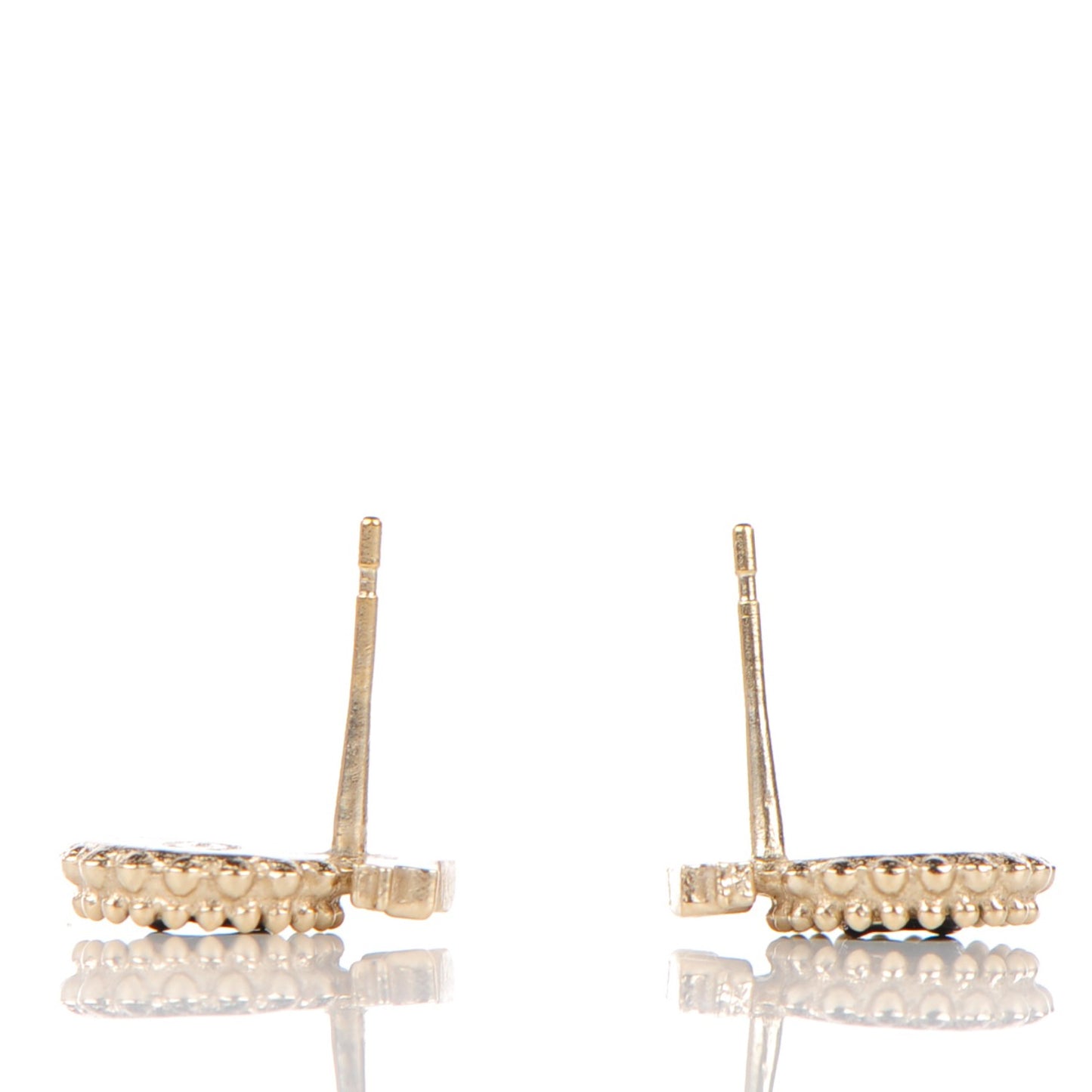 Enamel CC Ribbon Earrings Black Gold