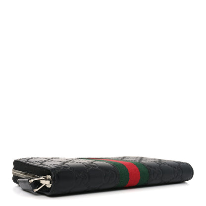 Gucci Guccissima Web Zip Around Wallet Black 4 of 8