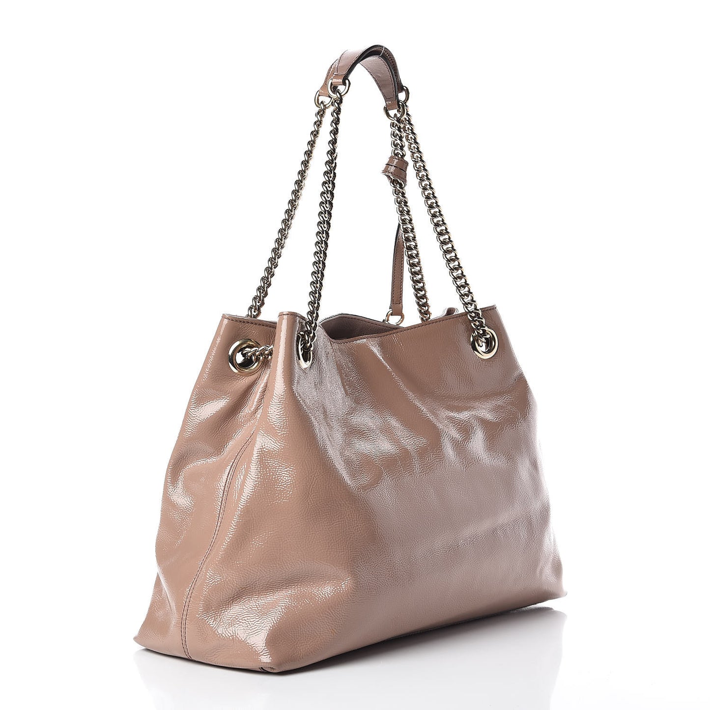 Patent Medium Soho Chain Shoulder Bag Dark Cipria
