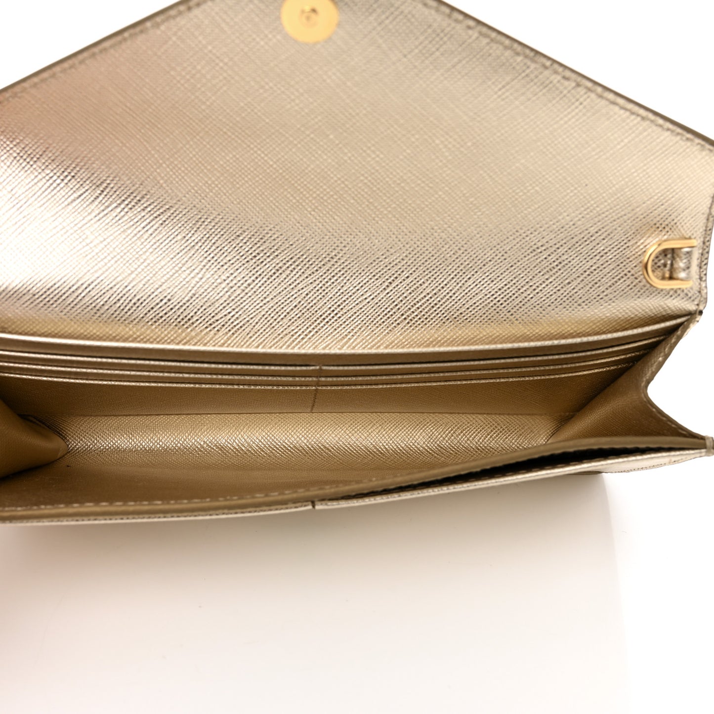 Metallic Saffiano Triangle Mini Crossbody Bag Platino