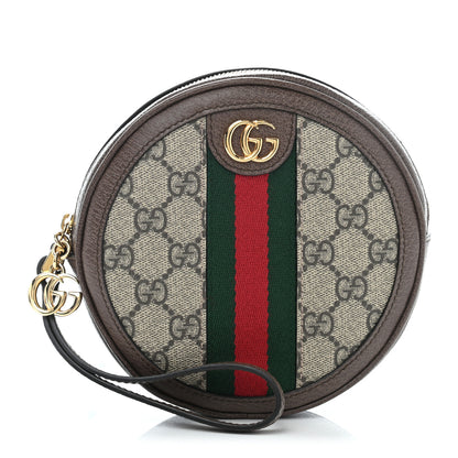 Gucci GG Supreme Monogram Web Ophidia Circle Wristlet Beige New Acero 1 of 7
