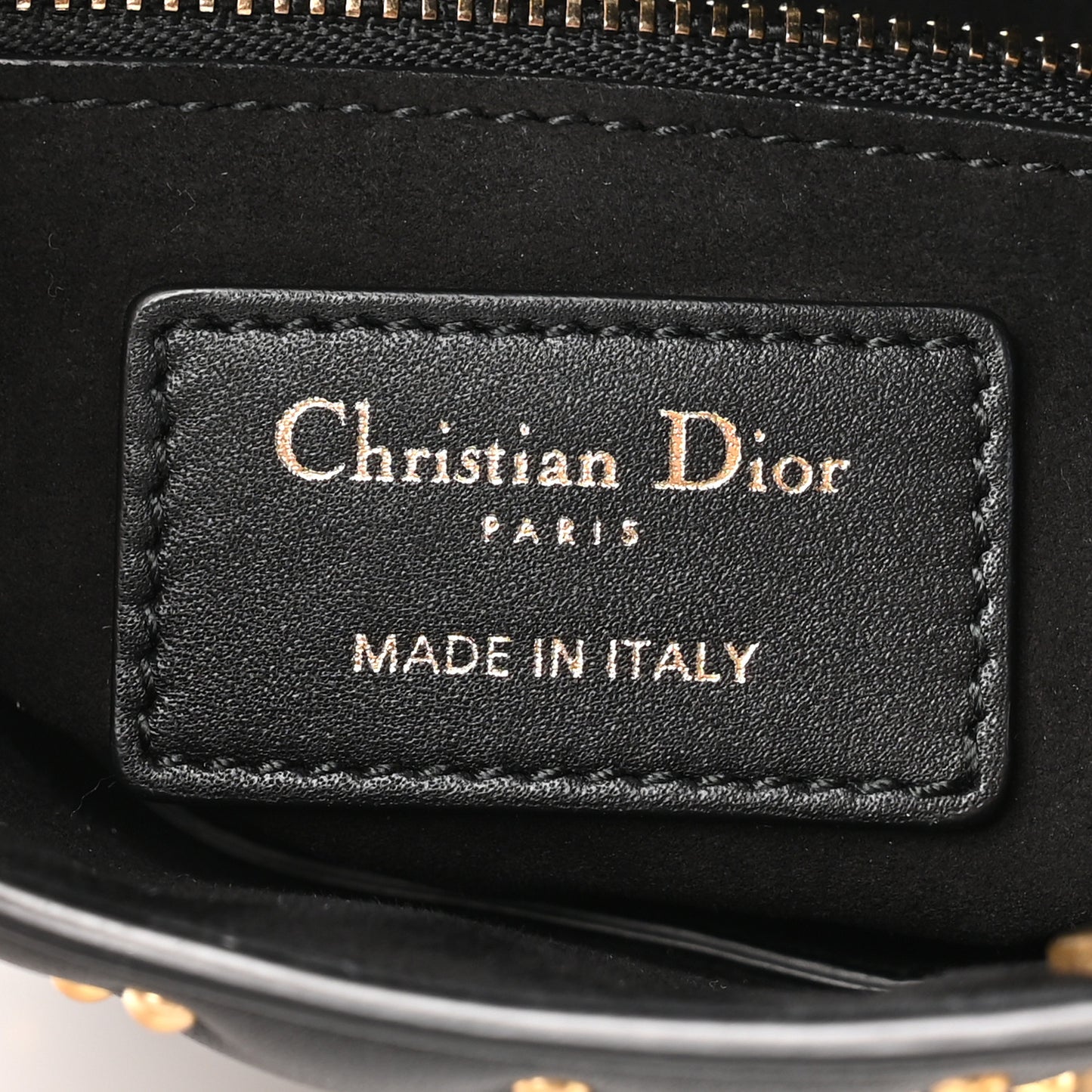 Lambskin Studded Mini Supple Lady Dior Black