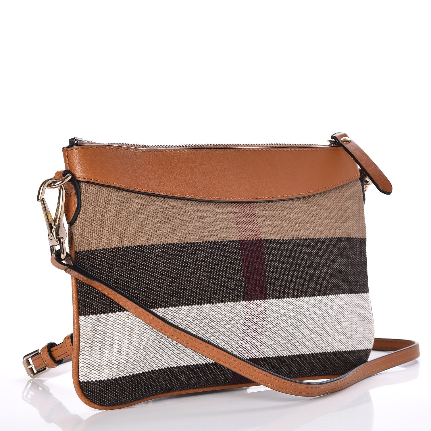 Burberry Mega Check Peyton Crossbody Clutch Bag Saddle Brown 3 of 10