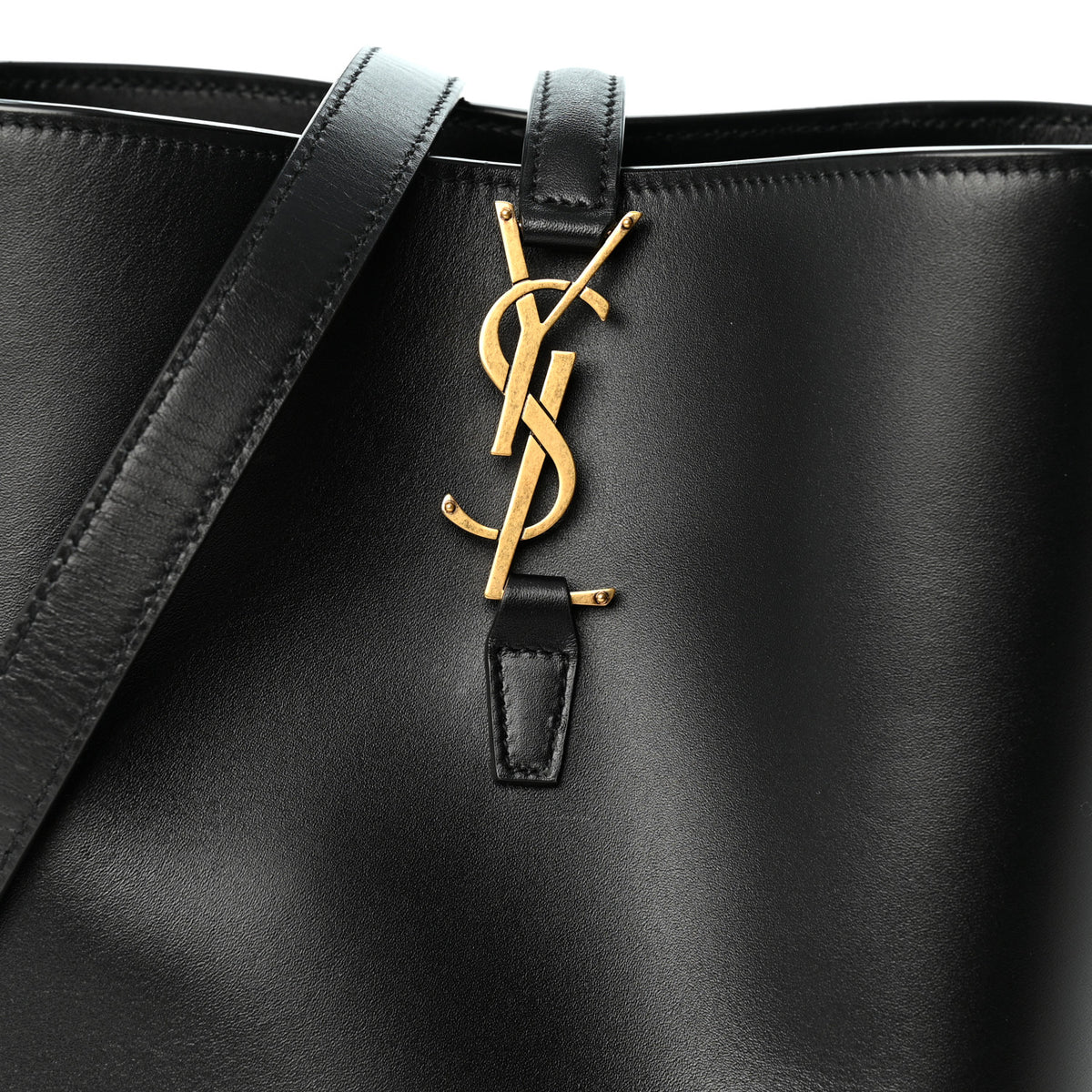 Saint Laurent Smooth Shiny Calfskin Monogram Le 37 Small Bucket Bag Black 7 of 9