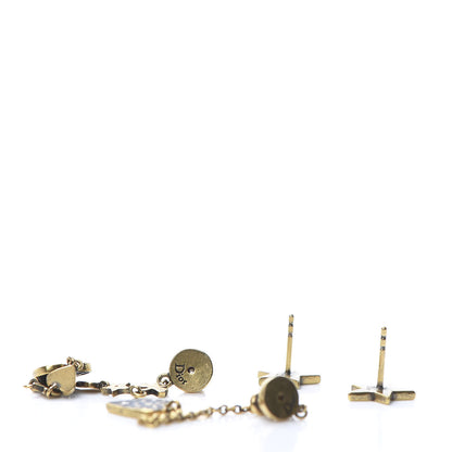 Christian Dior Heart Star Drop Earrings Antique Gold 3 of 5