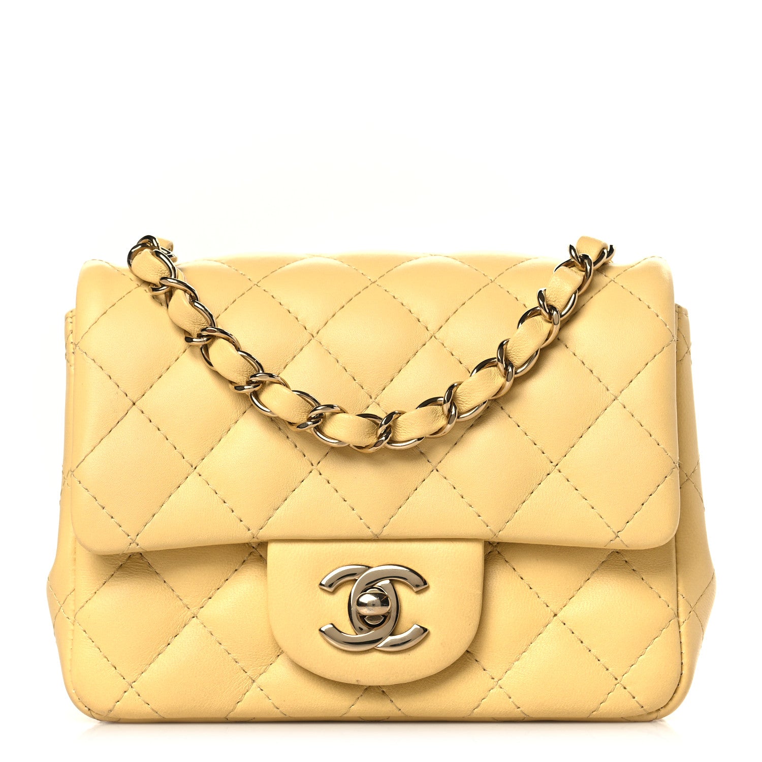 Chanel Lambskin Quilted Mini Square Flap Light Yellow 1 of 10