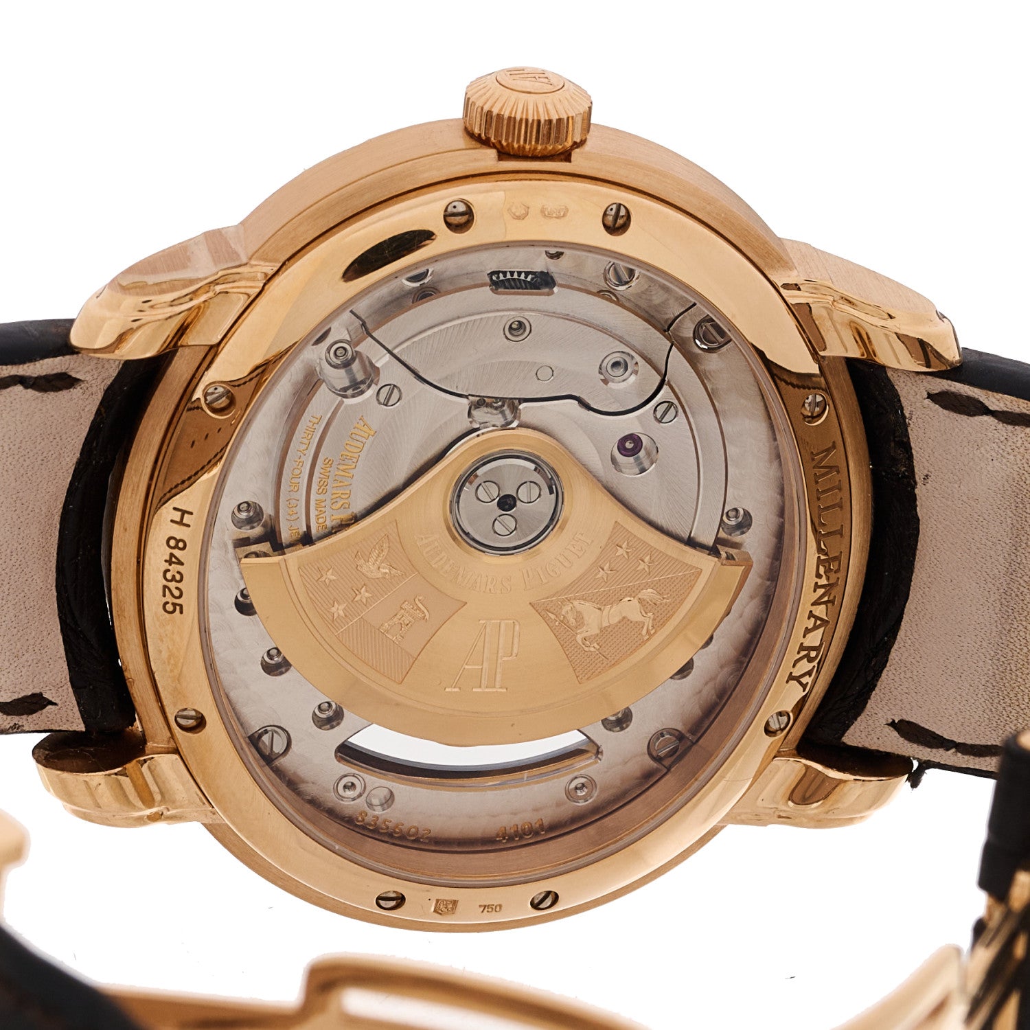 Audemars Piguet 18K Rose Gold Alligator 47mm Millenary 4101 Automatic Watch Silver 15350OR.OO.D093CR.01 4 of 5