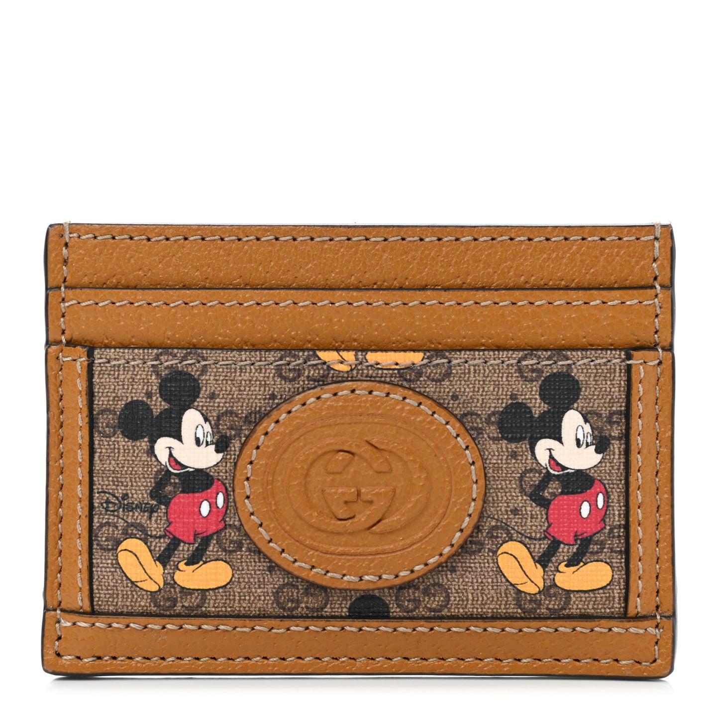X DISNEY Mini Vintage GG Supreme Monogram Mickey Mouse Card Holder Beige Vintage Sun Oil