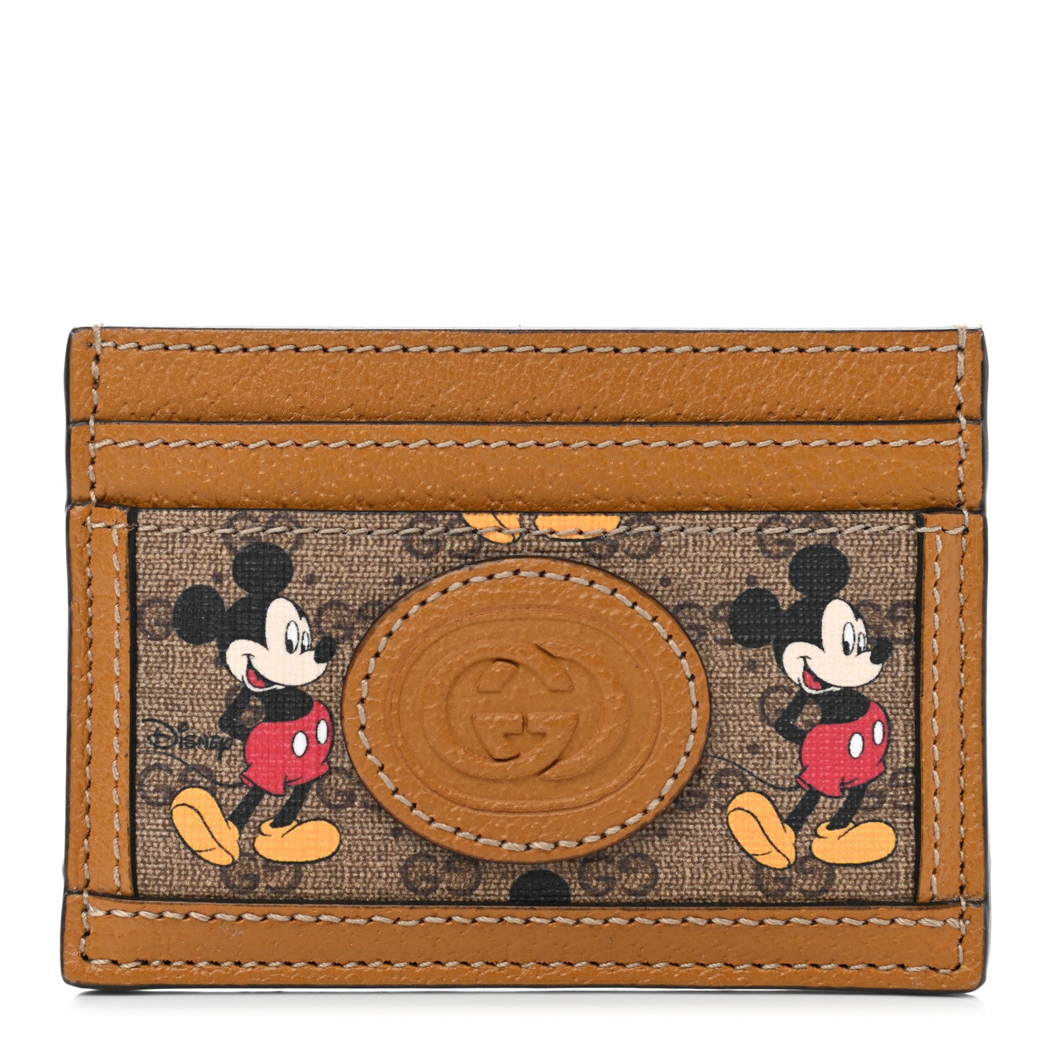 Gucci X DISNEY Mini Vintage GG Supreme Monogram Mickey Mouse Card Holder Beige Vintage Sun Oil 1 of 8