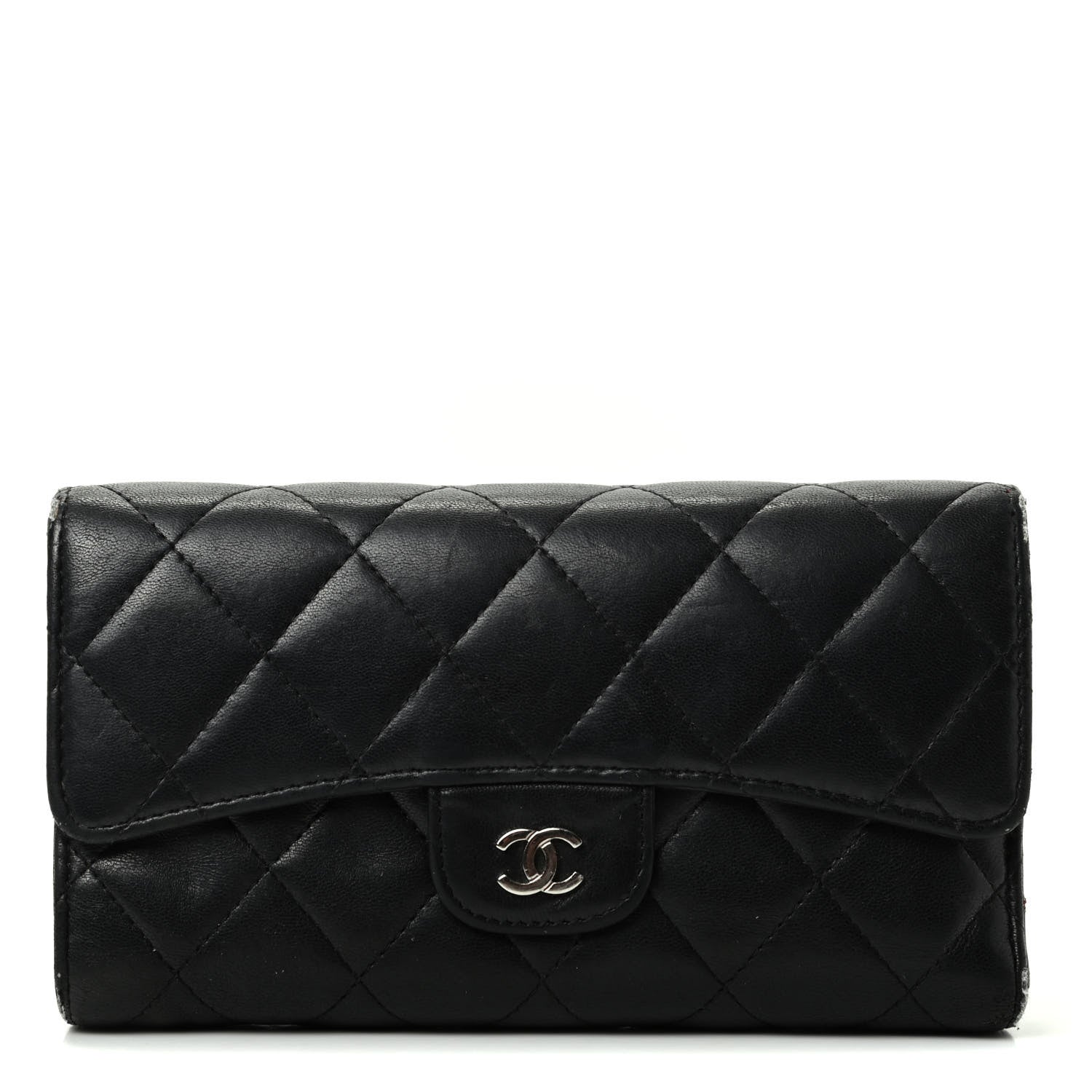 Chanel Lambskin Quilted Large Flap Wallet Black 1 of 7