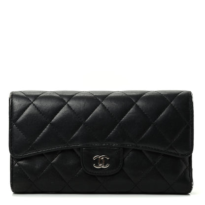 Chanel Lambskin Quilted Large Flap Wallet Black 1 of 7