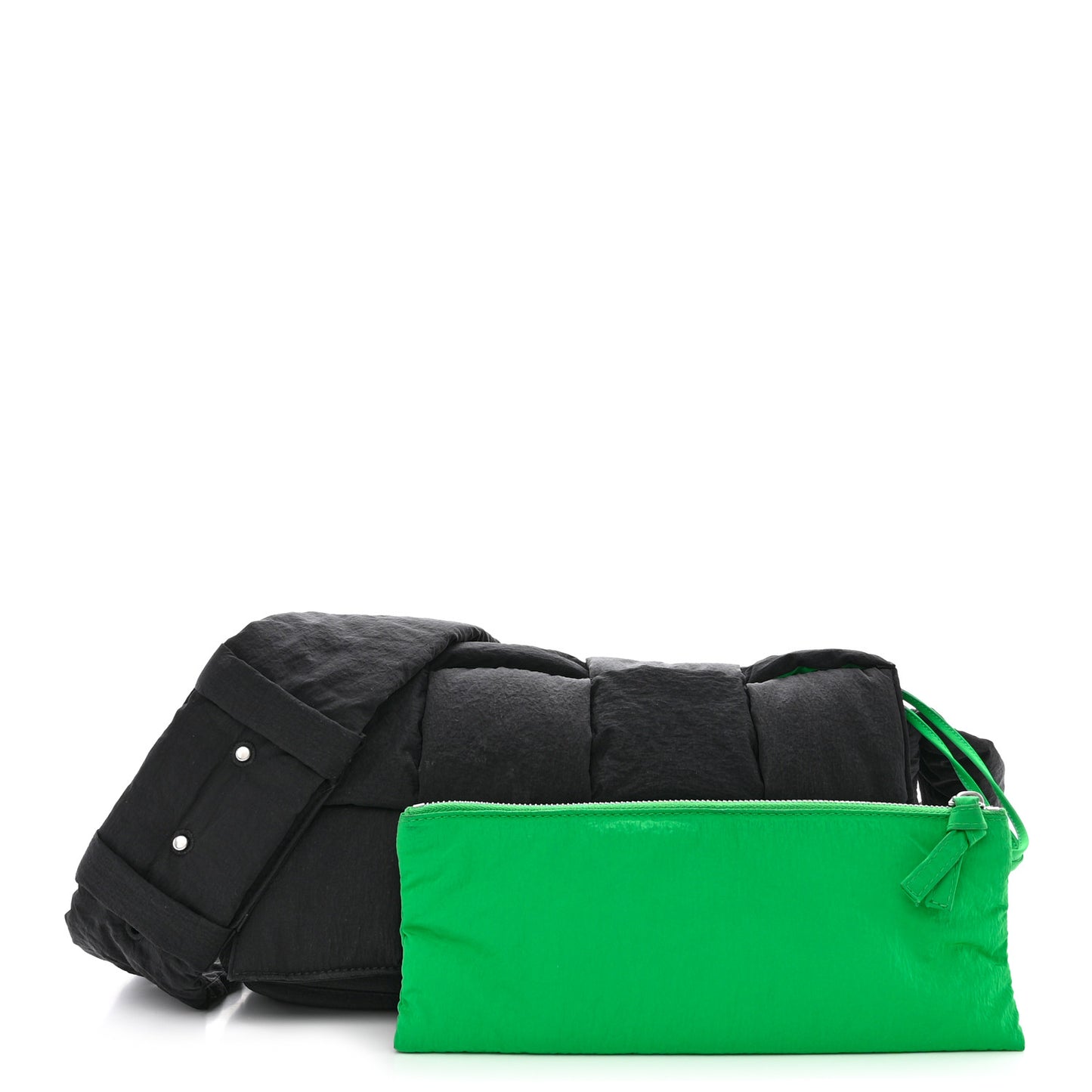 Nylon Intrecciato Padded Tech Cassette Bag Black Green