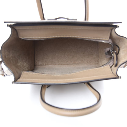 Celine Drummed Calfskin Nano Luggage Dune 5 of 12