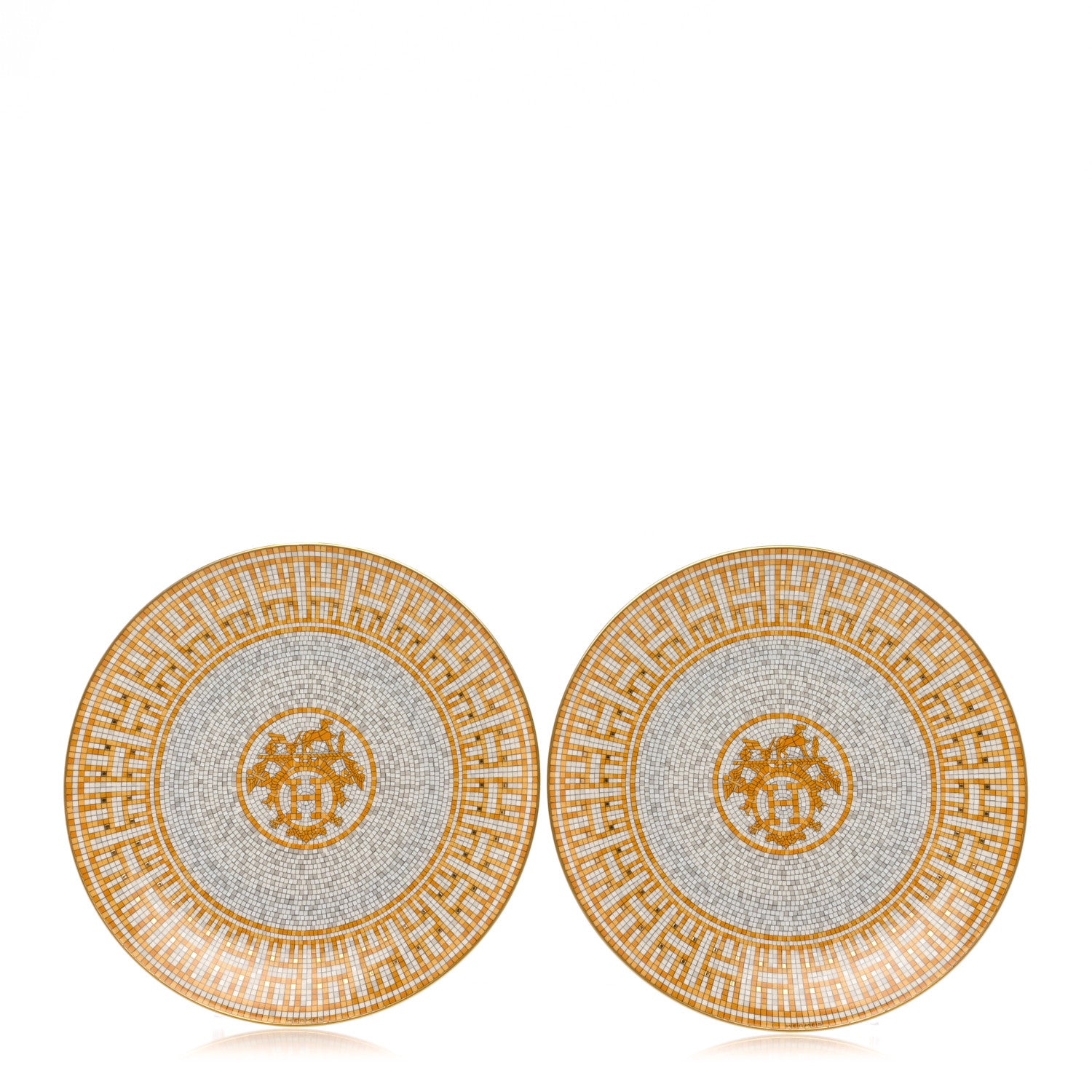 Hermes Porcelain Mosaique au 24 Dessert Plate Set of 2 1 of 6