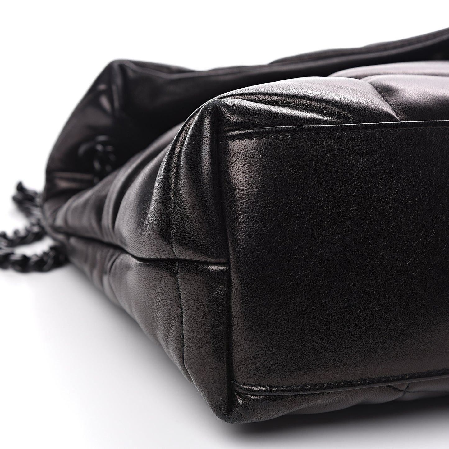 Lambskin Quilted Small Loulou Puffer Monogram Chain Satchel Black