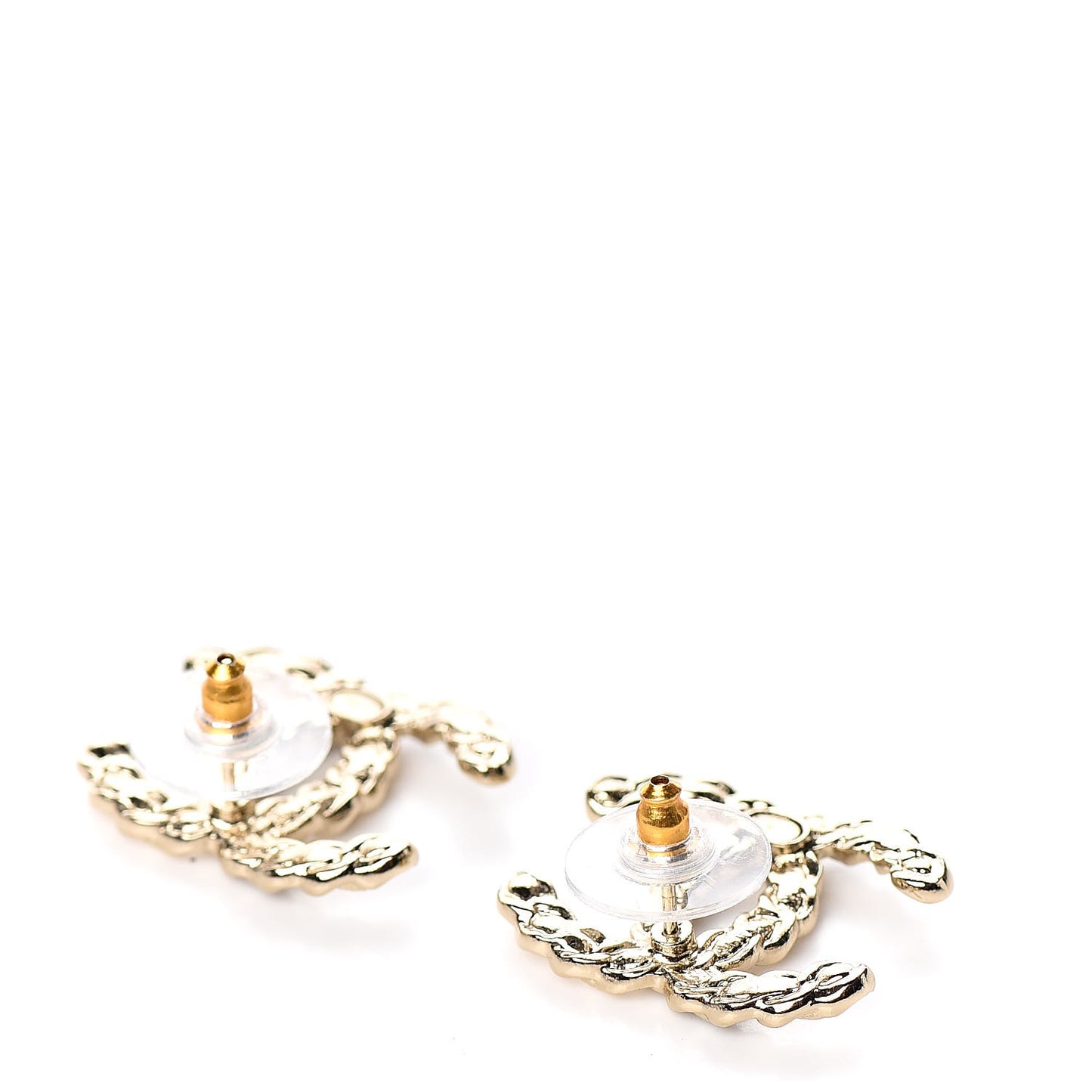 Enamel Metal Chain French New Wave CC Earrings Black Gold
