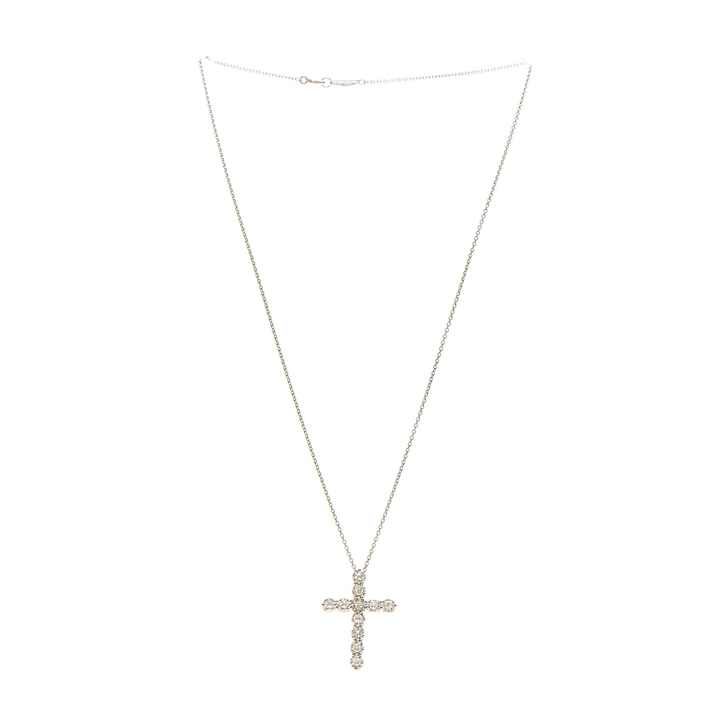 Platinum Diamond Large Cross Pendant Necklace