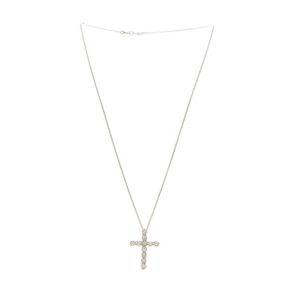 Tiffany Platinum Diamond Large Cross Pendant Necklace 3 of 7