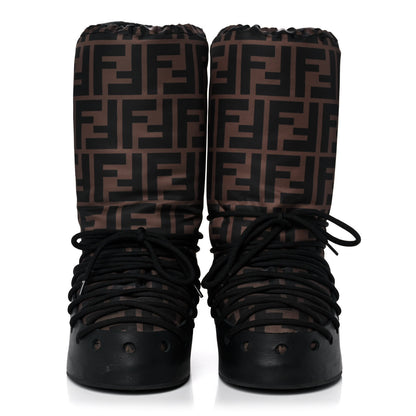 Fendi Nylon Rubber FF Moon Boots 39 Tobacco Black 2 of 13
