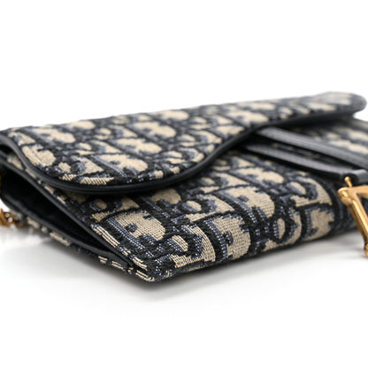 Christian Dior Oblique Saddle Chain Long Wallet Blue 10 of 13