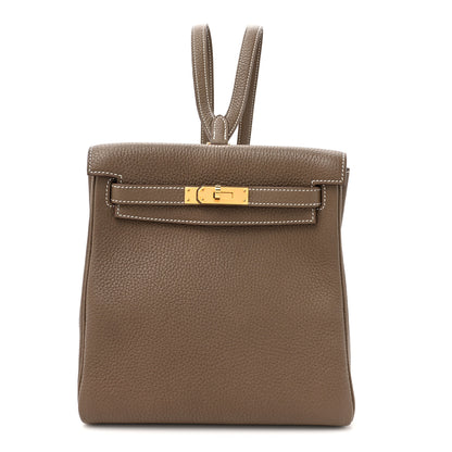 Hermes Taurillon Clemence Kelly Ado Backpack Etoupe 1 of 11