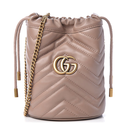 Gucci Calfskin Matelasse Mini GG Marmont 2.0 Bucket Bag Porcelain Rose 1 of 11