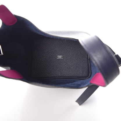 Hermes Taurillon Clemence Picotin Lock 18 PM Bleu Nuit Rose Pourpre 5 of 8