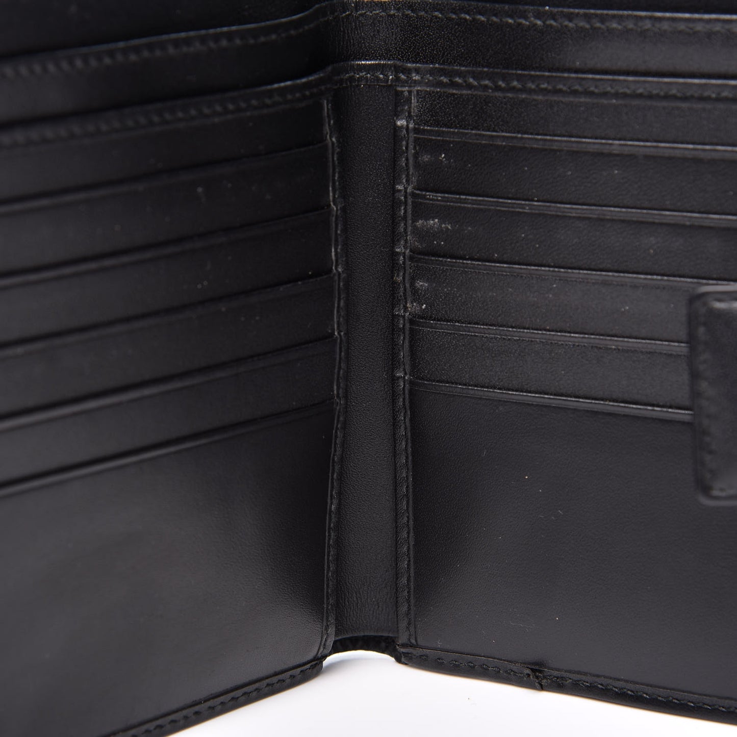 Calfskin Denim Monogram French Flap Wallet Black