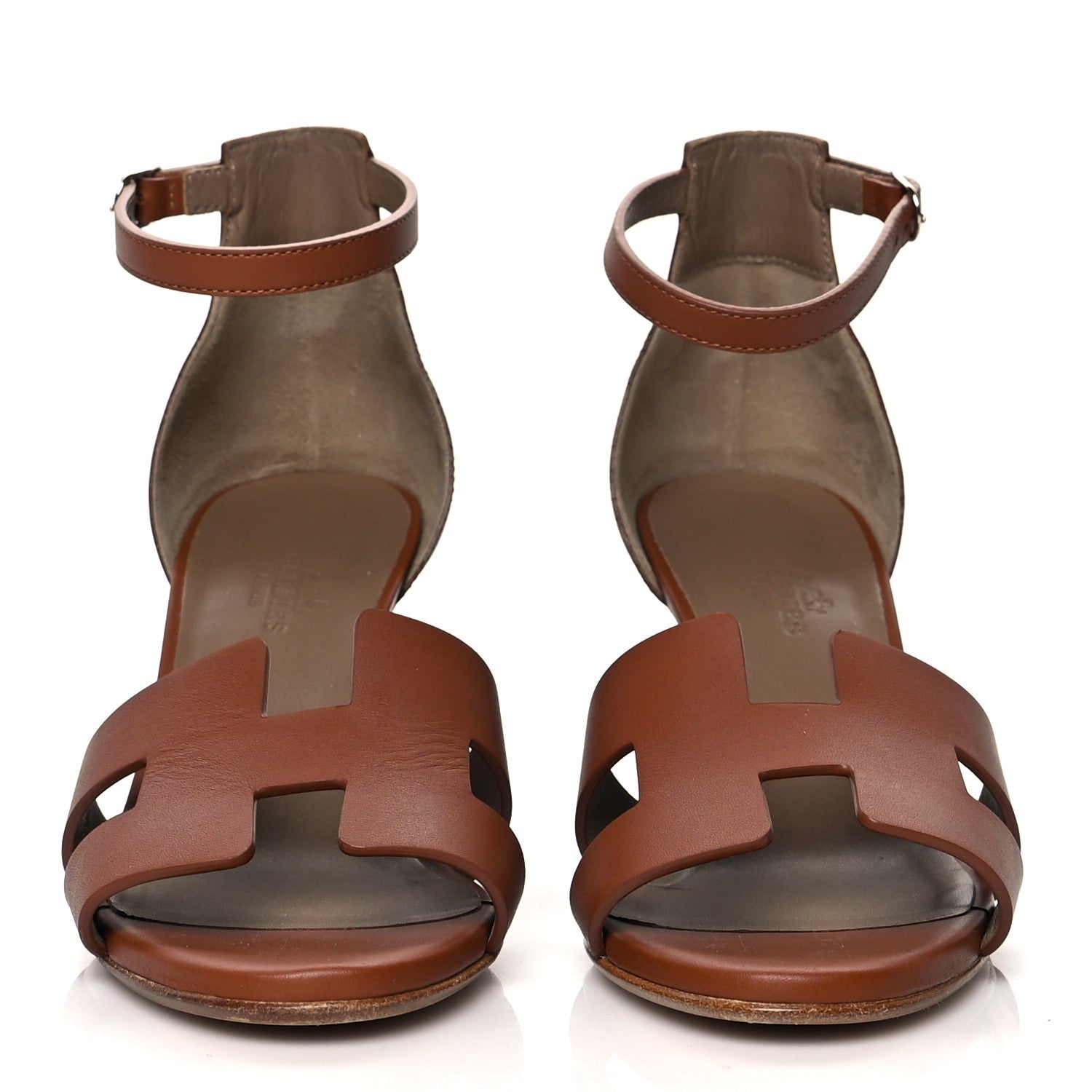 Hermes Calfskin Legend Wedge Sandals 36 Gold 2 of 8