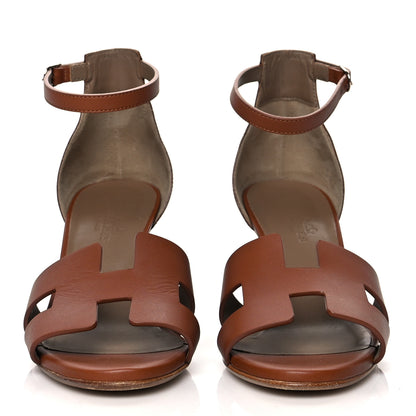 Hermes Calfskin Legend Wedge Sandals 36 Gold 2 of 8