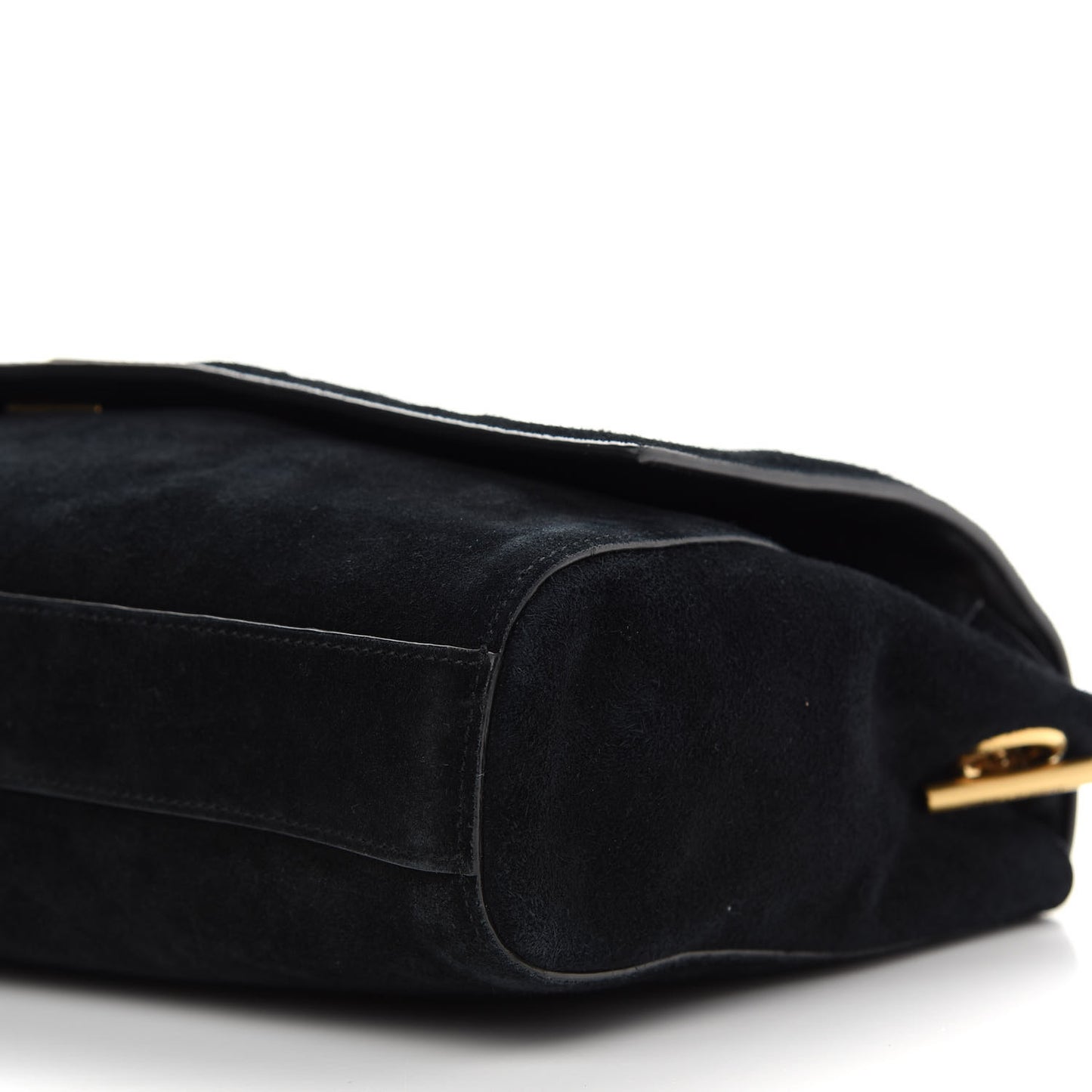 Smooth Calfskin Suede Medium Reversible Monogram Kate Satchel Black