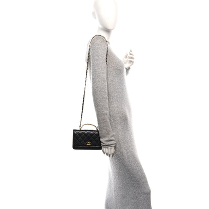 Chanel Shiny Caviar Quilted Pick Me Up Wallet On Chain WOC Black 2 of 11