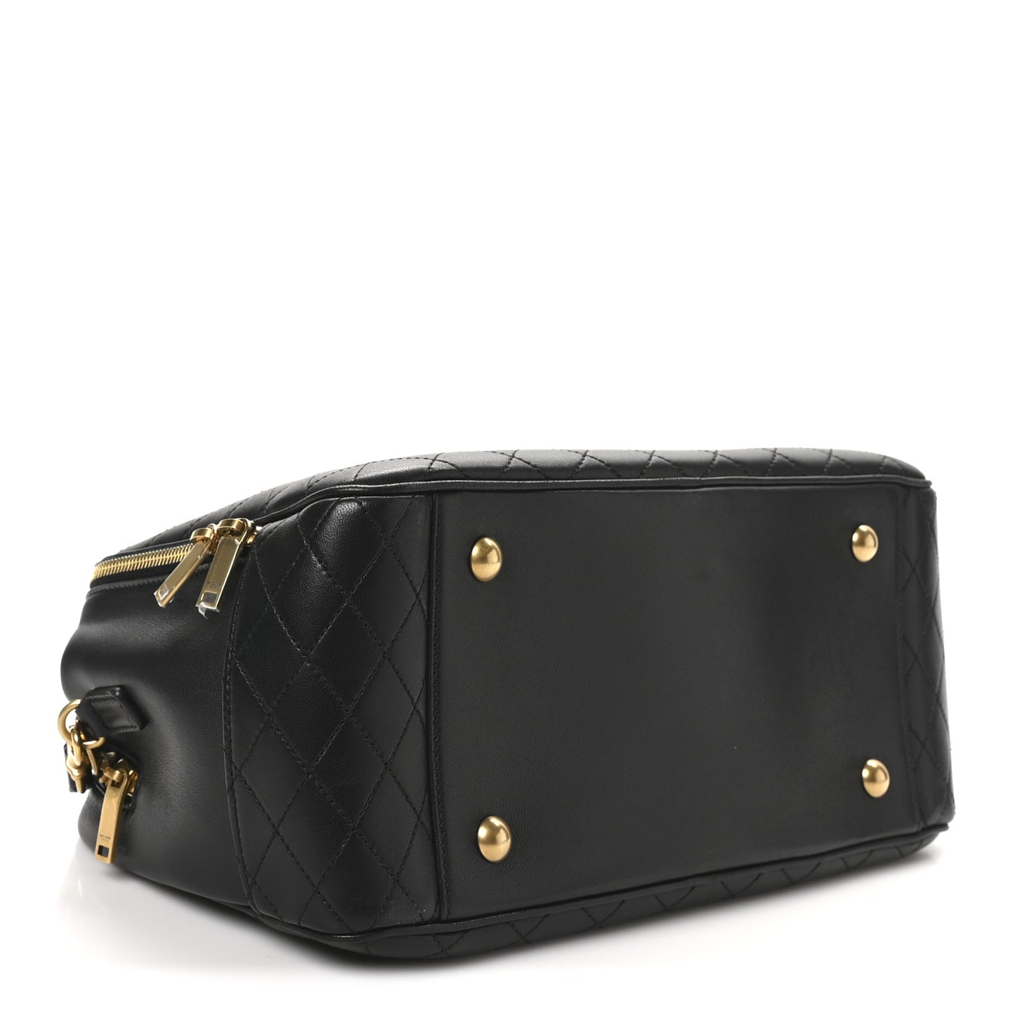 Lambskin Lyia Quilted Duffle Bag Black