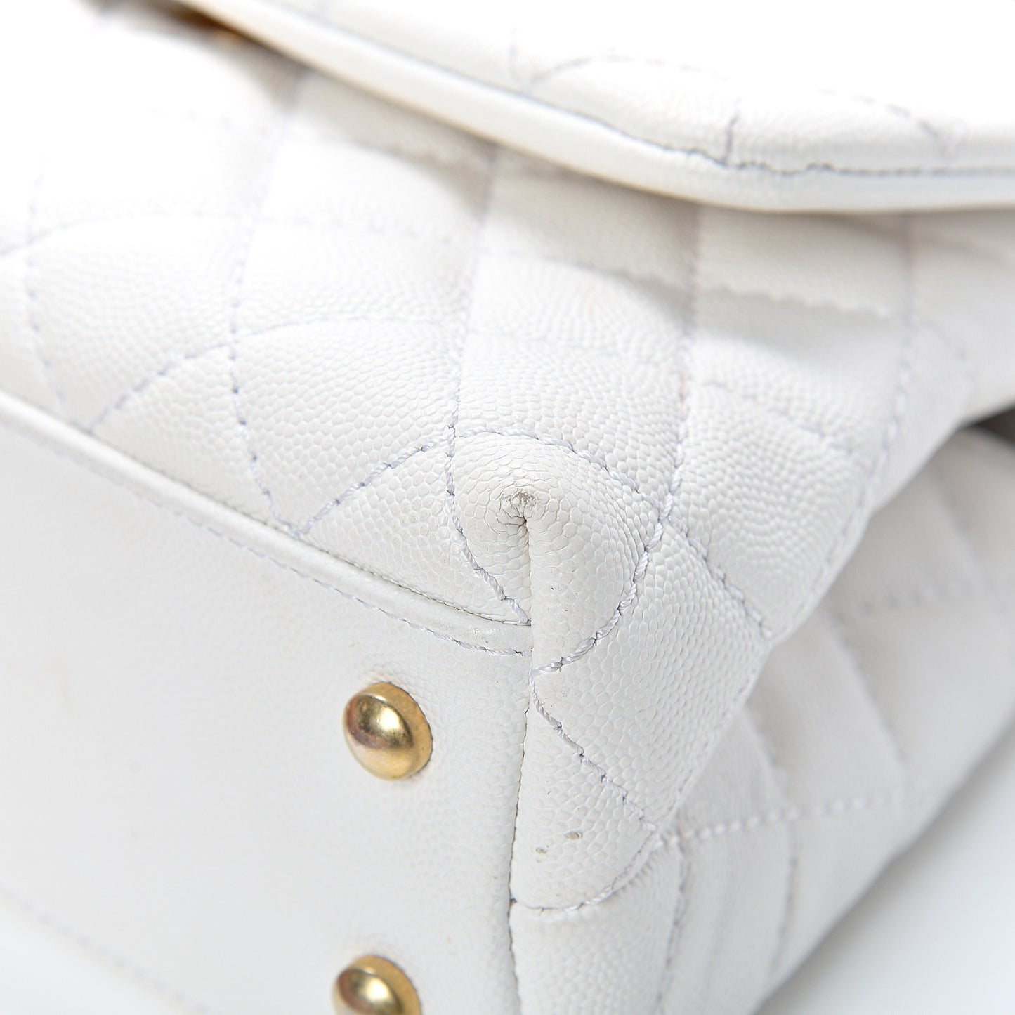 Caviar Lizard Quilted Mini Coco Handle Flap White