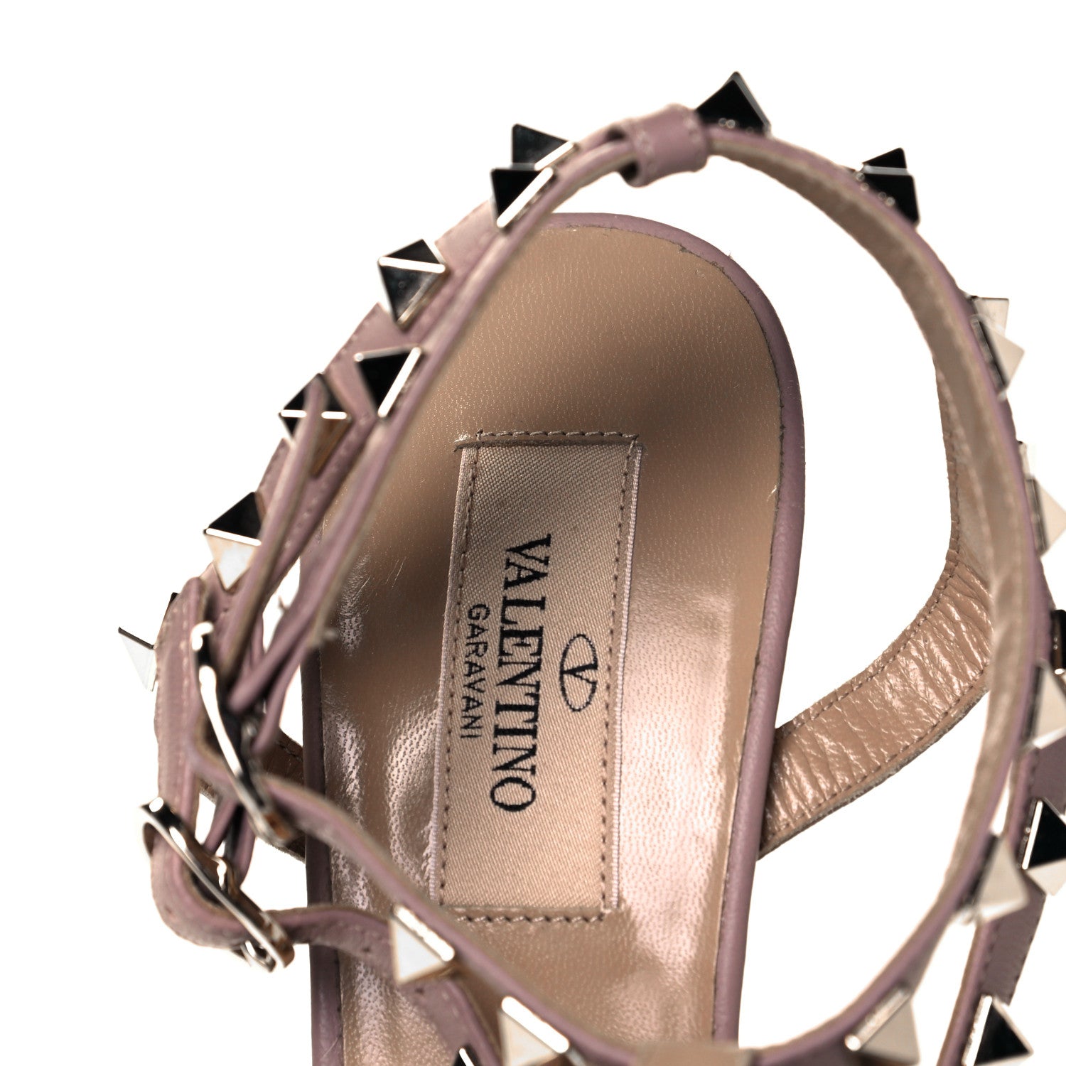 Valentino Garavani Calfskin Nappa Rockstud Ankle Strap 65mm Pumps 38 Alpaca Poudre 7 of 8
