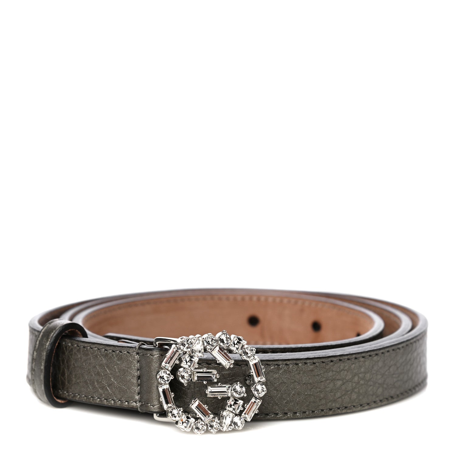 Gucci Metallic Calfskin Crystal Interlocking G Belt 100 40 Sasso 1 of 6