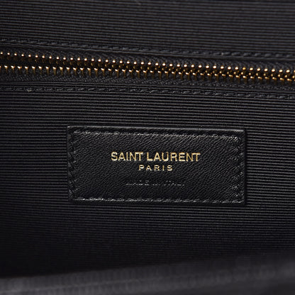 Saint Laurent Grain De Poudre Matelasse Chevron Large Monogram Satchel Black 7 of 9